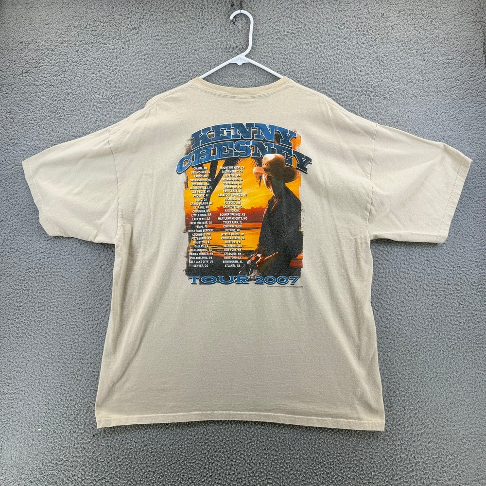 Kenny Chesney Flip Flop Summer Tour 2007 T-Shirt Tan Men 2XL Gildan Ultra Cotton - Picture 2 of 16